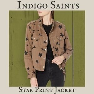 INDIGO SAINTS Garment Dye Stars Print Jacket